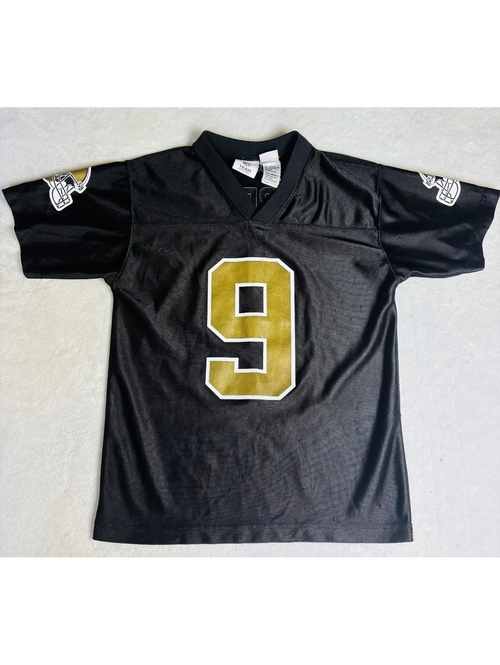 New Orleans Saints Boys M 10-12 #9 Black Gold NFL Football Jersey